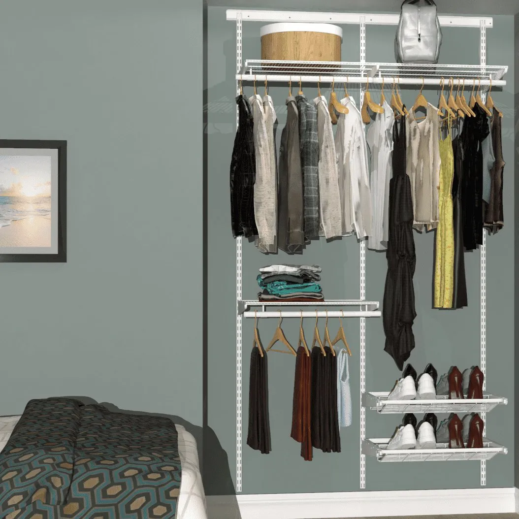 124cm Width Open Wardrobe - 4 Shelves, 3 Clothes Rails, 2 Shoe Racks, 180cm Hanging Space