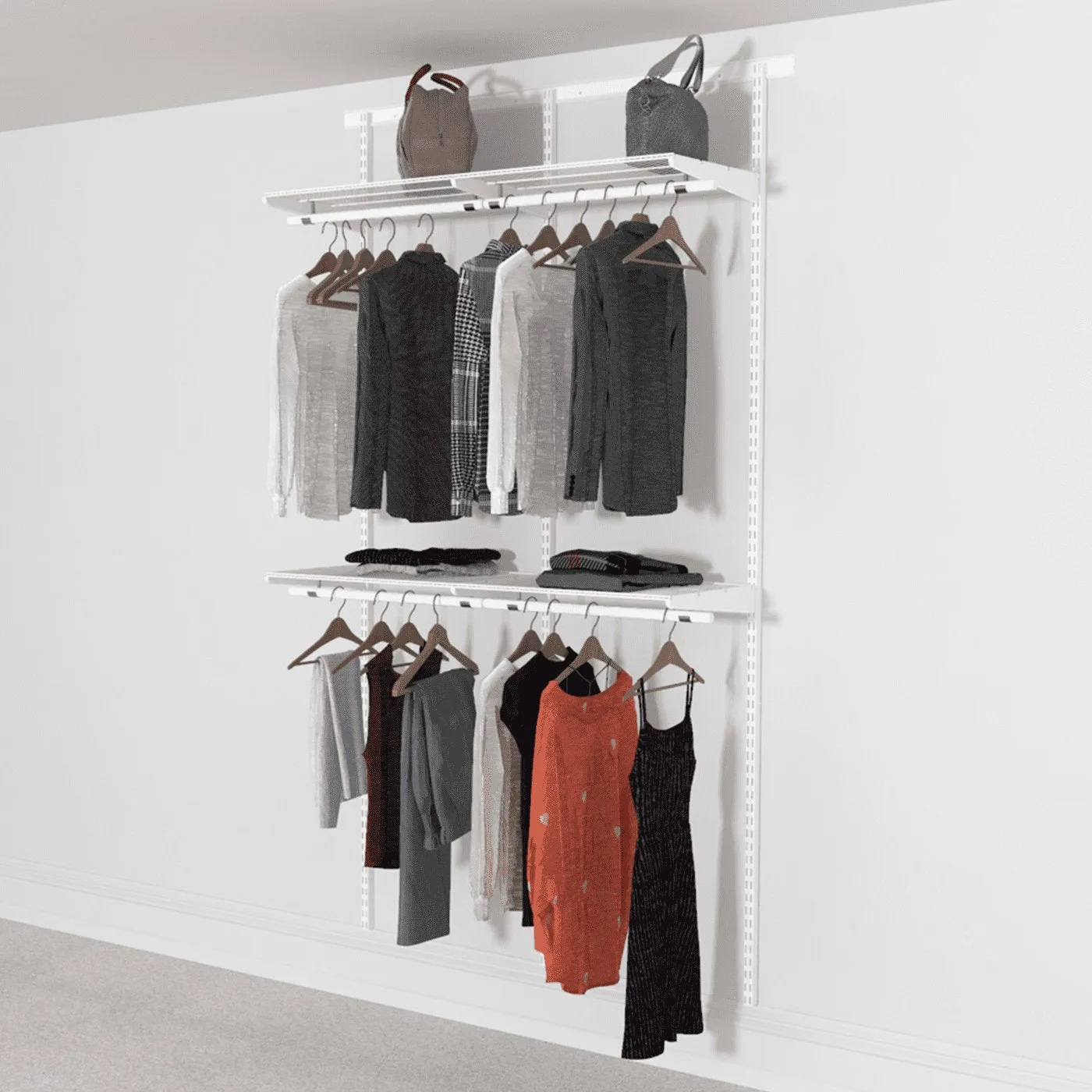 124cm Width Open Wardrobe with 4 Shelves, 4 Clothes Rails, 240cm Hanging Space