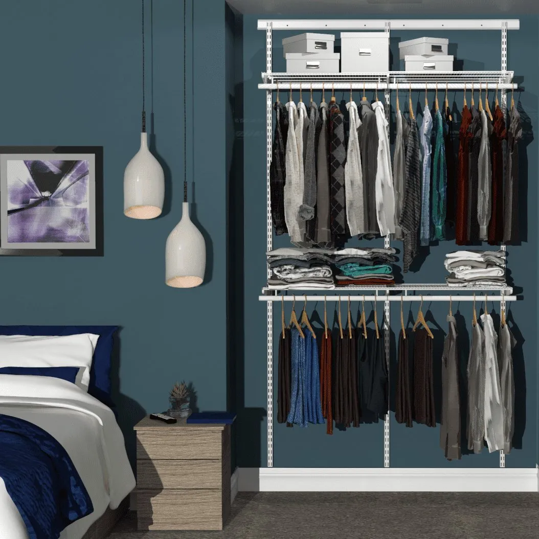 124cm Width Open Wardrobe with 4 Shelves, 4 Clothes Rails, 240cm Hanging Space