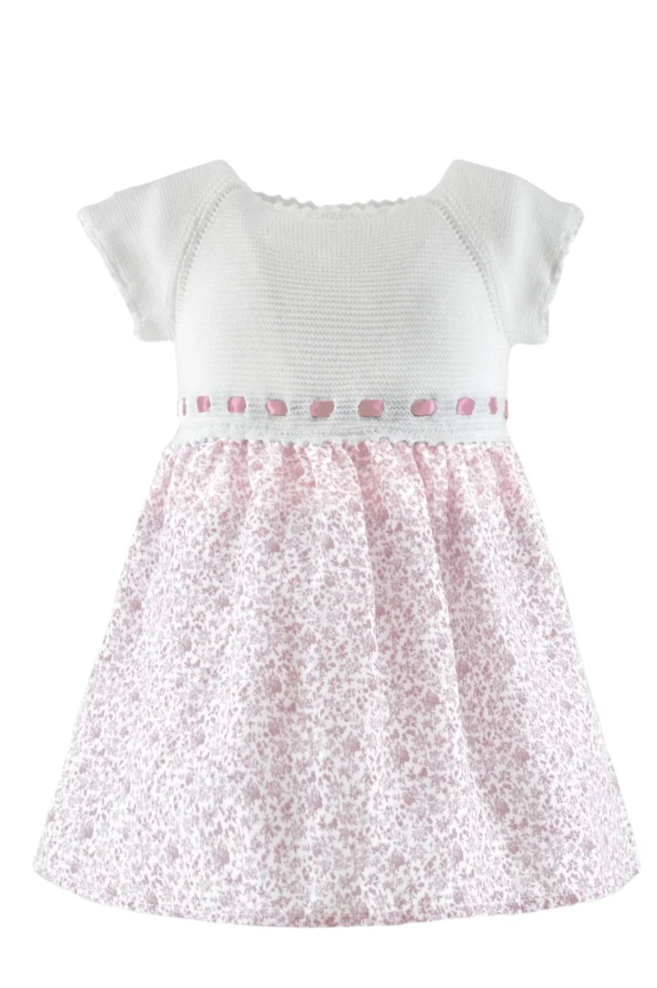 20101-Pink Floral Knit Mix Baby Girl Dress