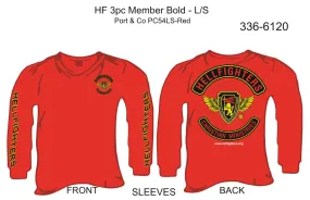 336-6120 T-Shirt, Long Sleeve, Hellfighter 3pc Member Bold (Red, HF sleeves)