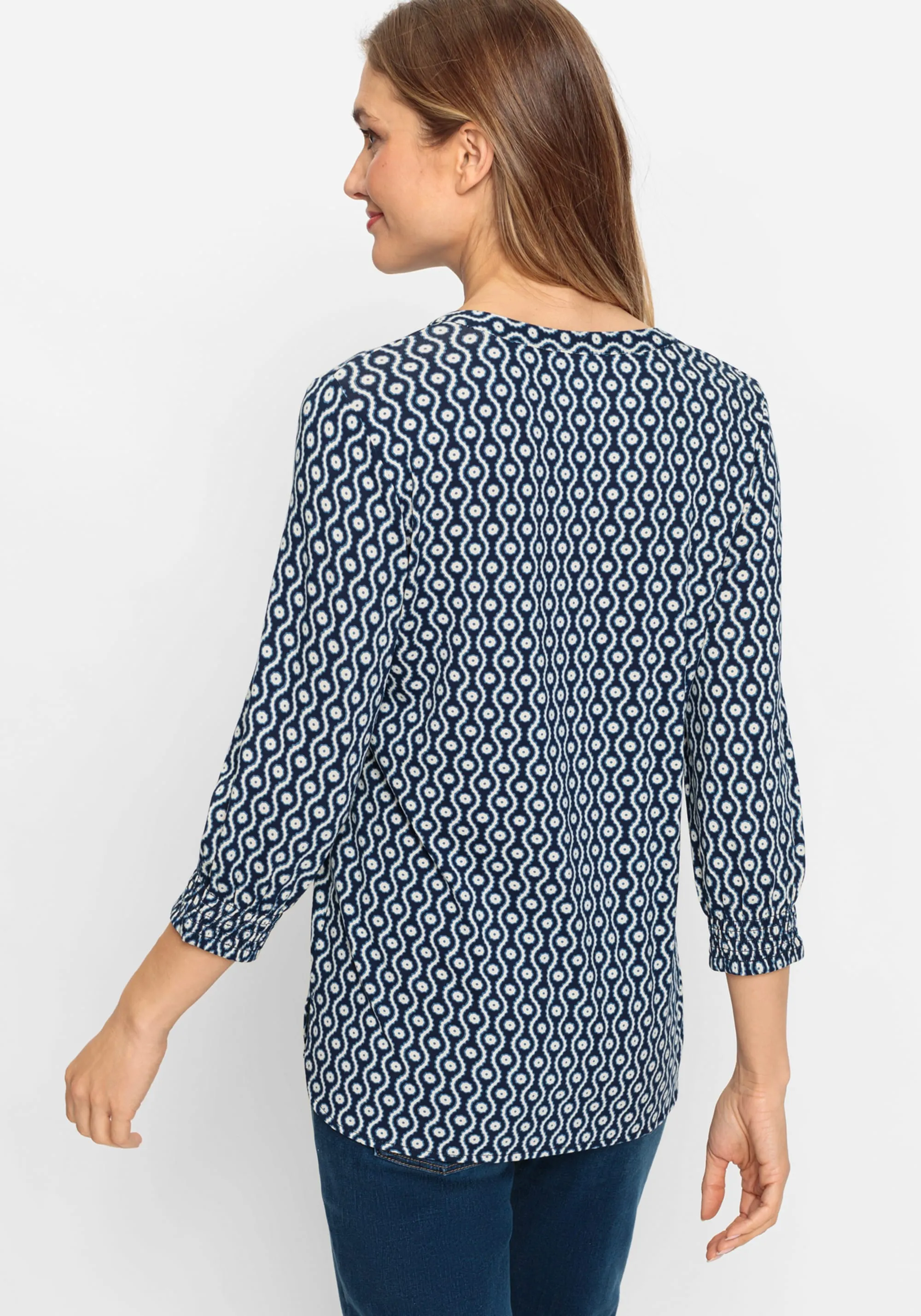 3/4 Sleeve Geo Print Tunic T-Shirt