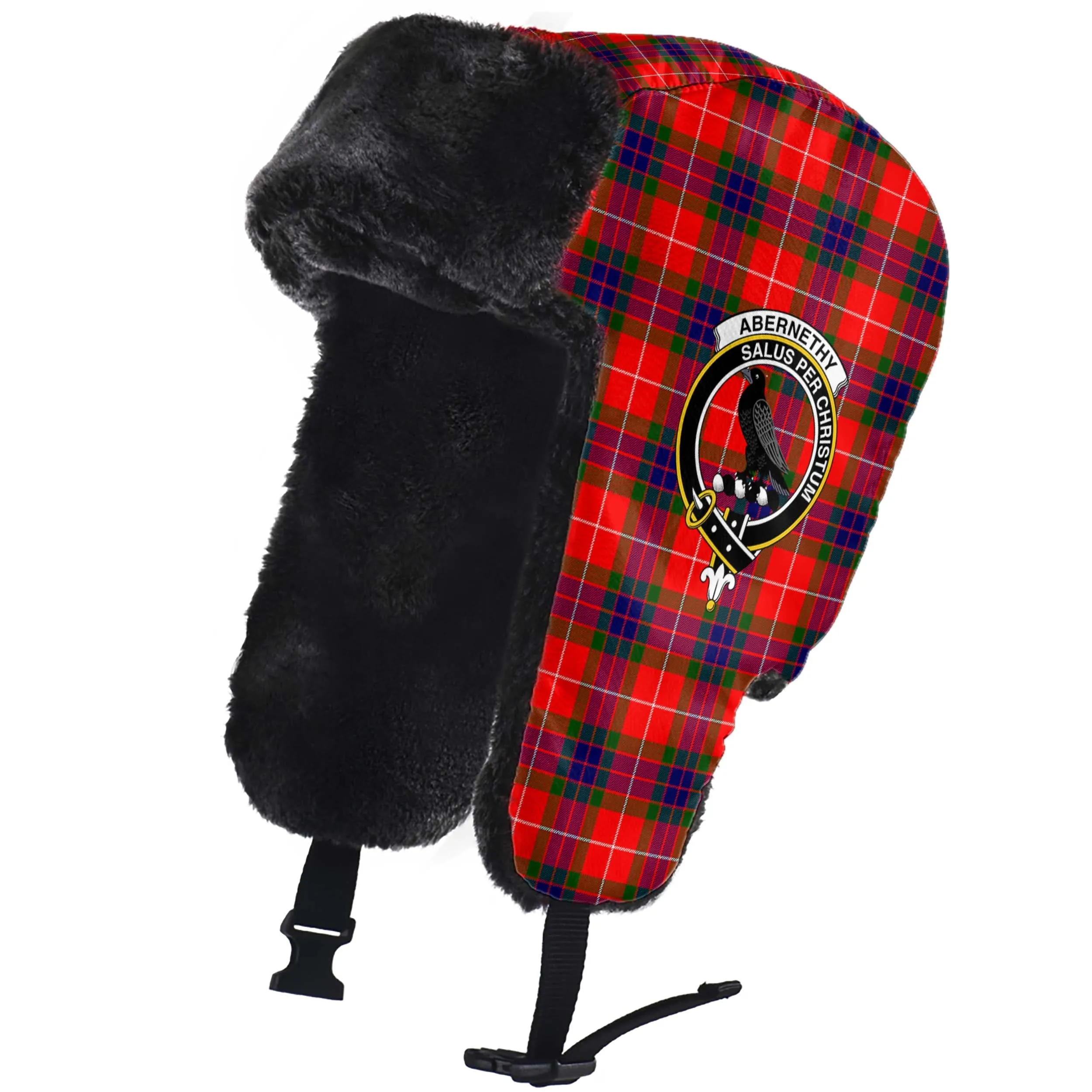 Abernethy Tartan Winter Trapper Hat with Family Crest