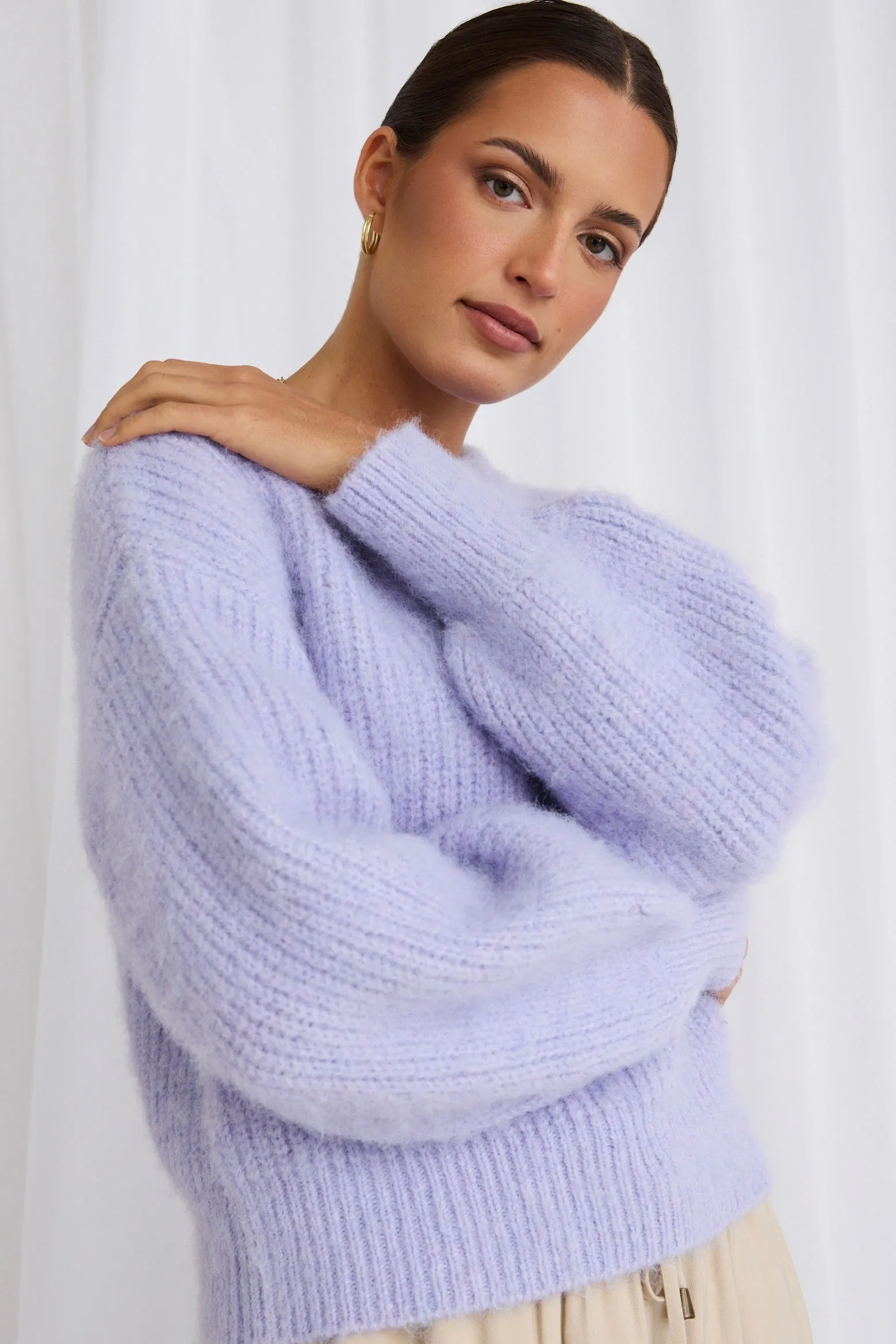 Aces Lilac Fluffy Knit Jumper