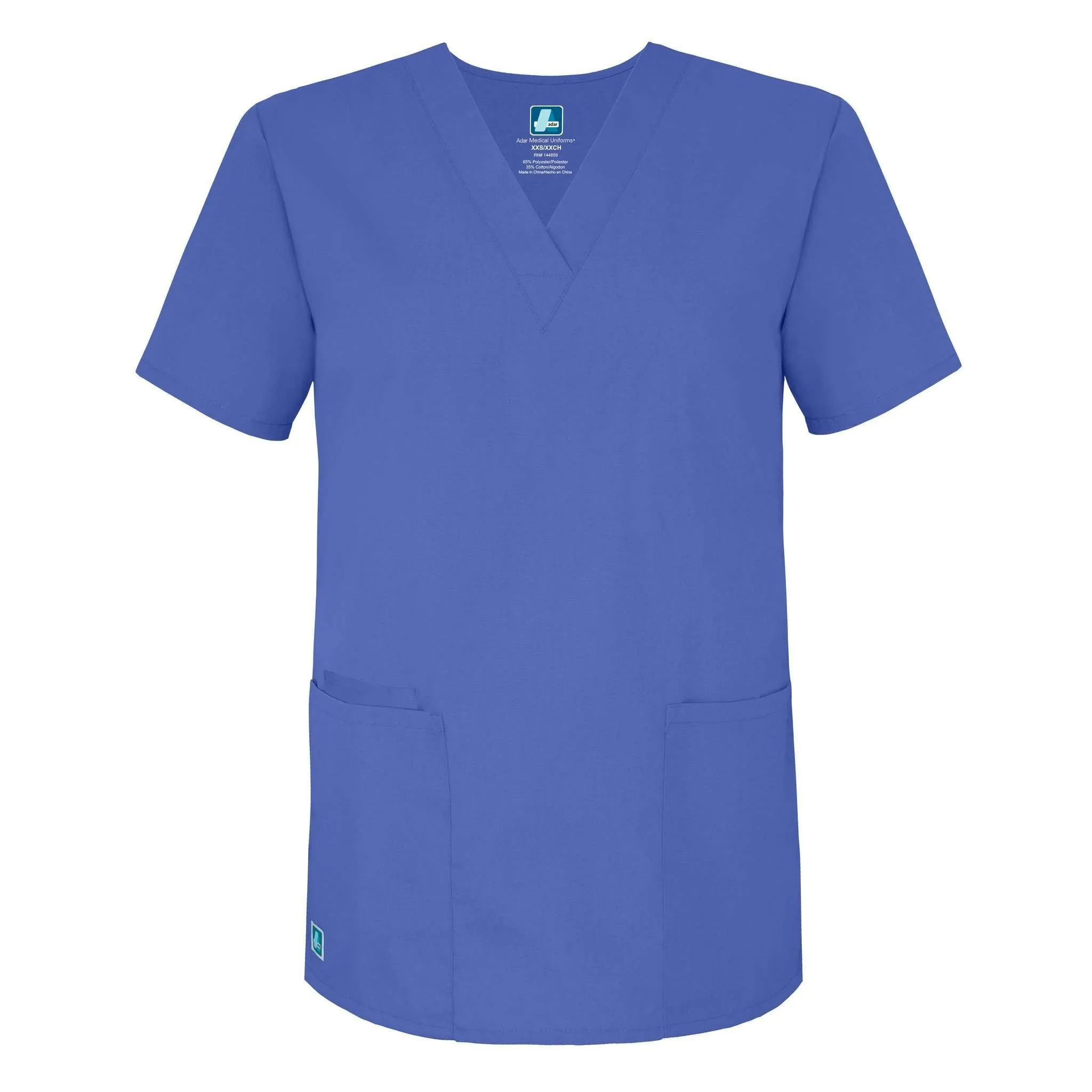 Adar Universal Unisex V-Neck 2 Pocket Scrub Top Ceil Blue S