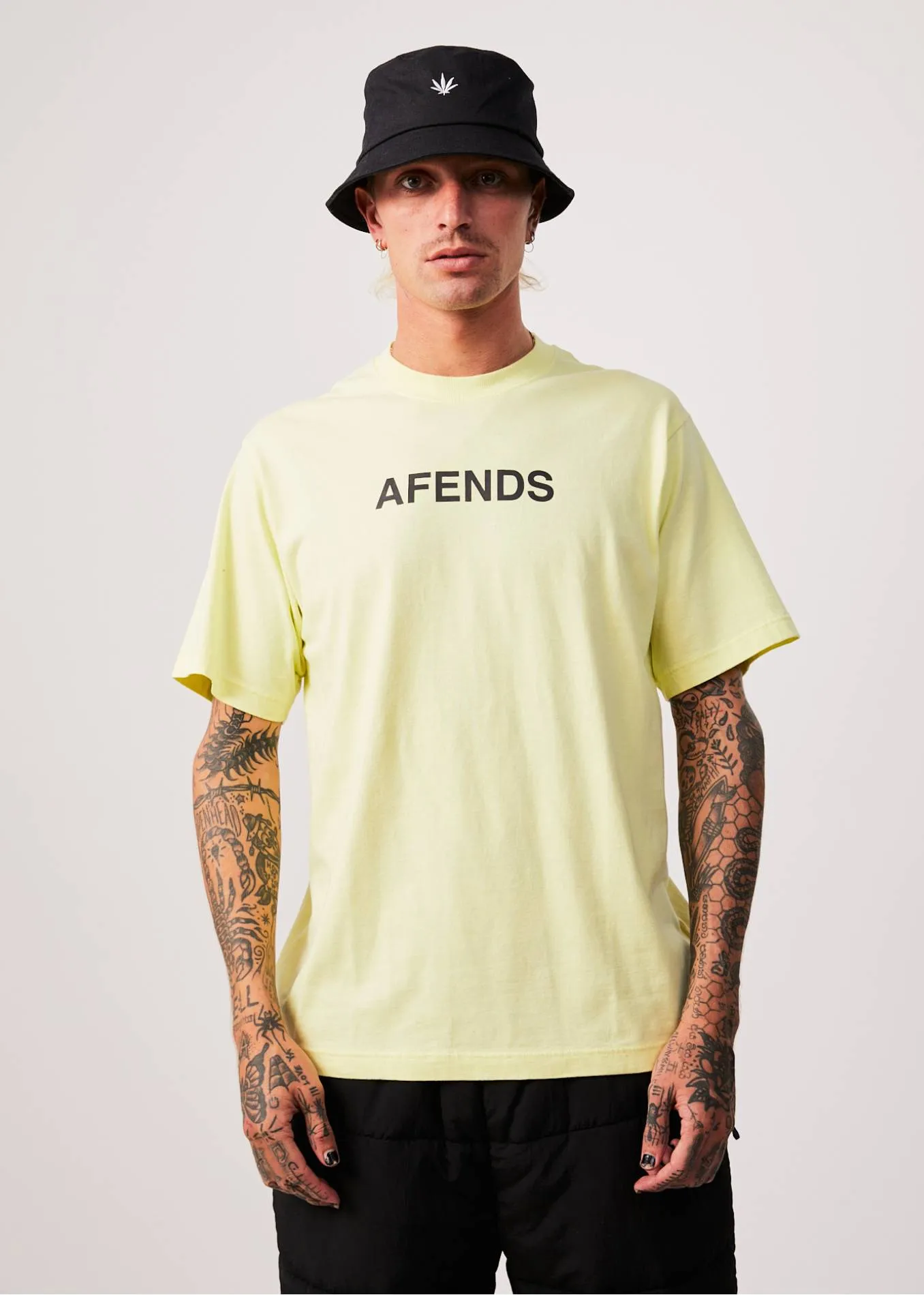 AFENDS Mens Millions - Retro T-Shirt - Citron