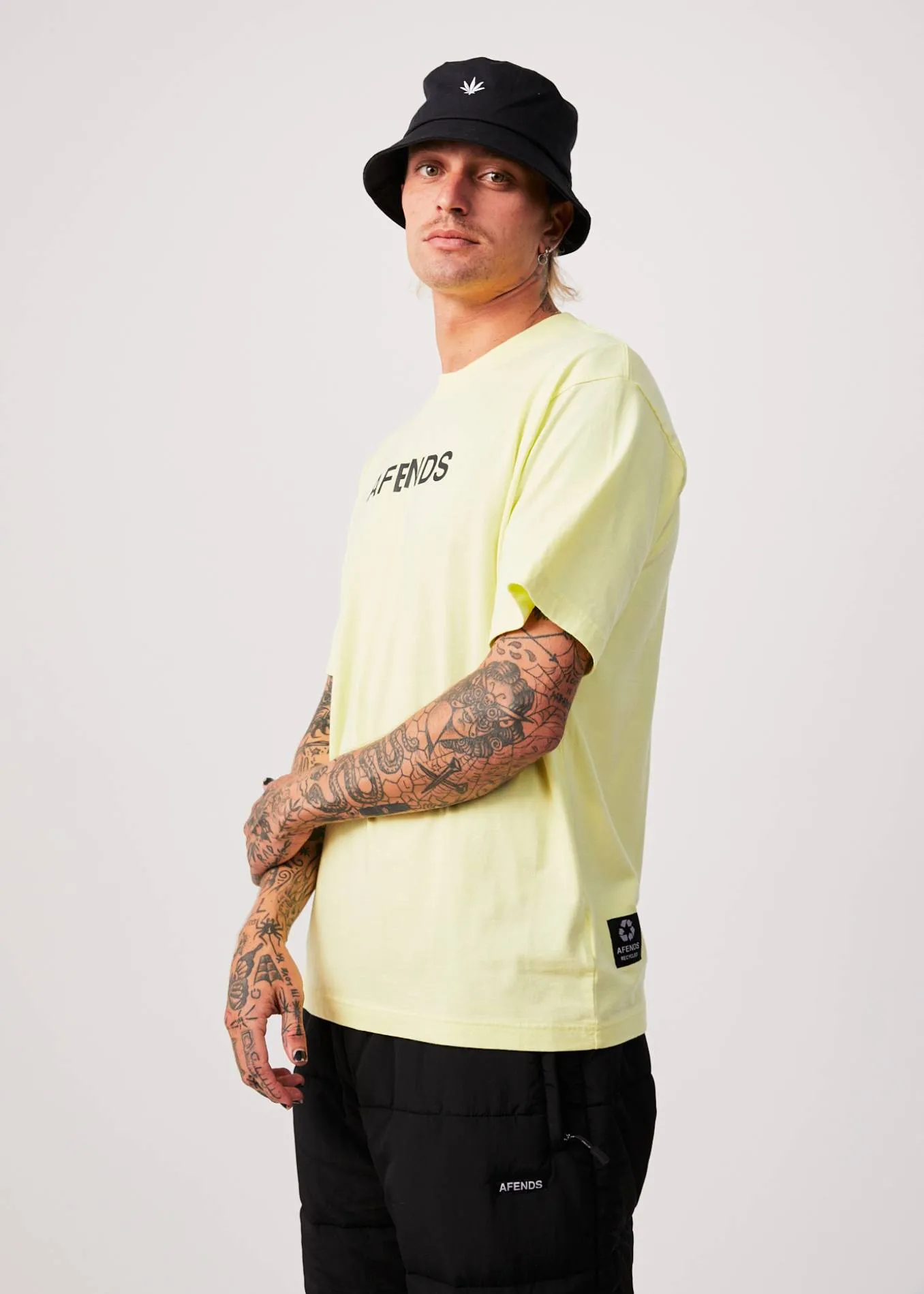 AFENDS Mens Millions - Retro T-Shirt - Citron