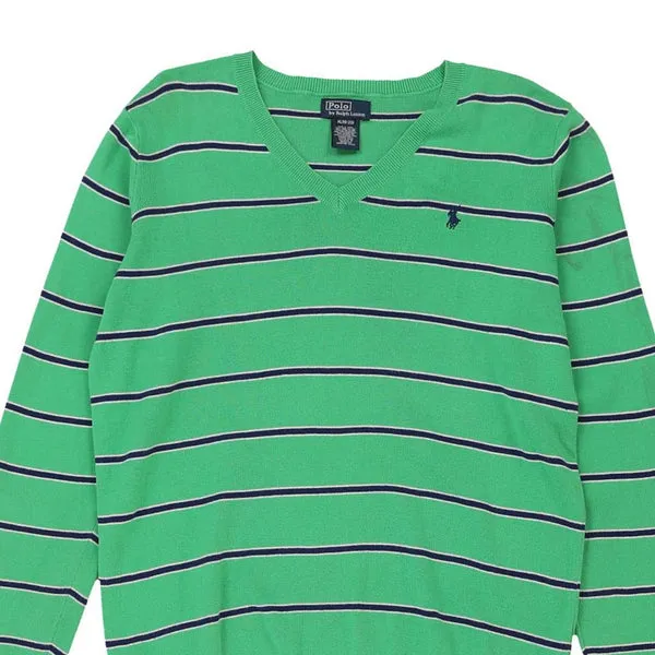 Age 13-14 Ralph Lauren Striped Jumper - XL Green Cotton