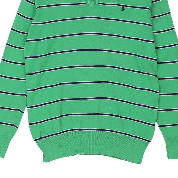 Age 13-14 Ralph Lauren Striped Jumper - XL Green Cotton