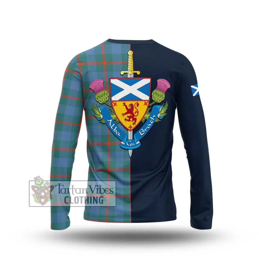 Agnew Ancient Tartan Long Sleeve T-Shirt Alba with Scottish Lion Royal Arm Half Style