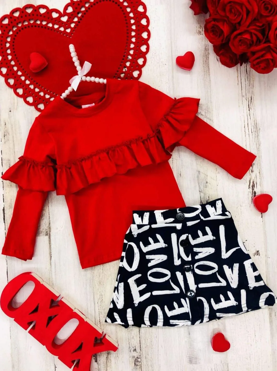 All About Love Buttoned Skirt Set