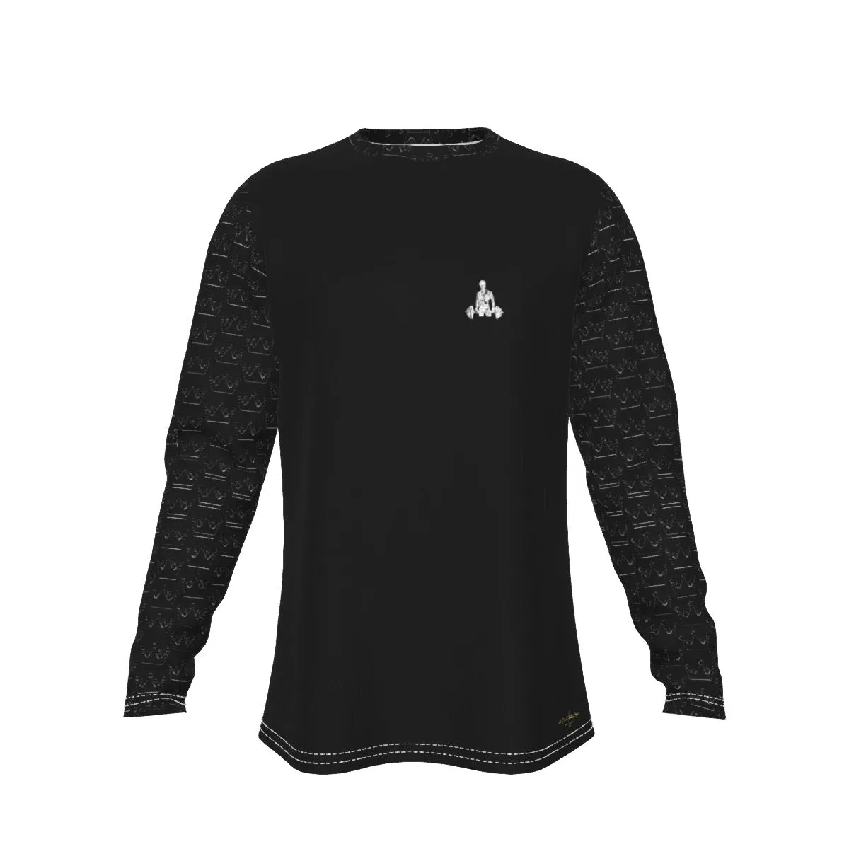 All-Over Print Men's Long Sleeve T-Shirt black fitness, crown, and weightlifting theme