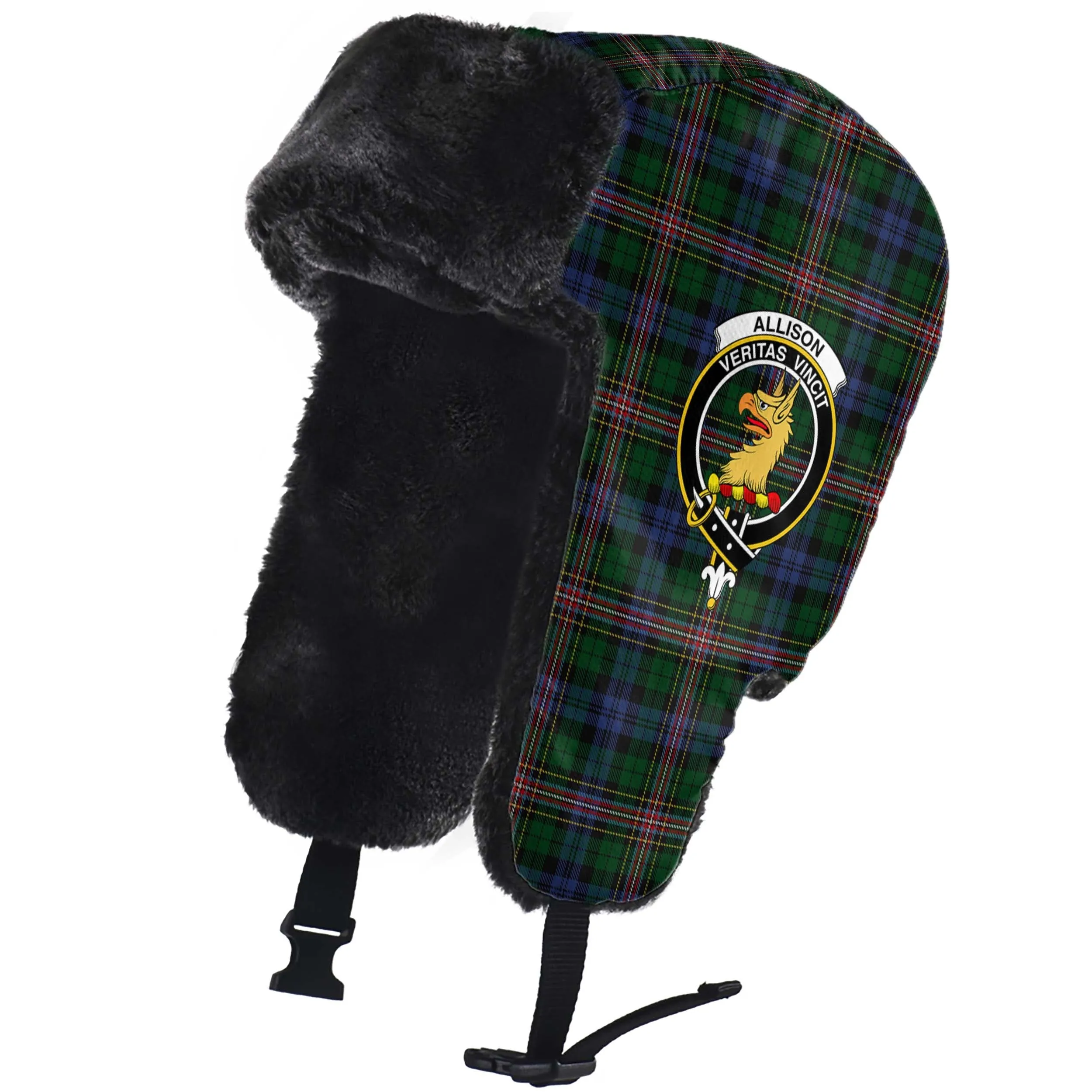 Allison Tartan Winter Trapper Hat with Family Crest