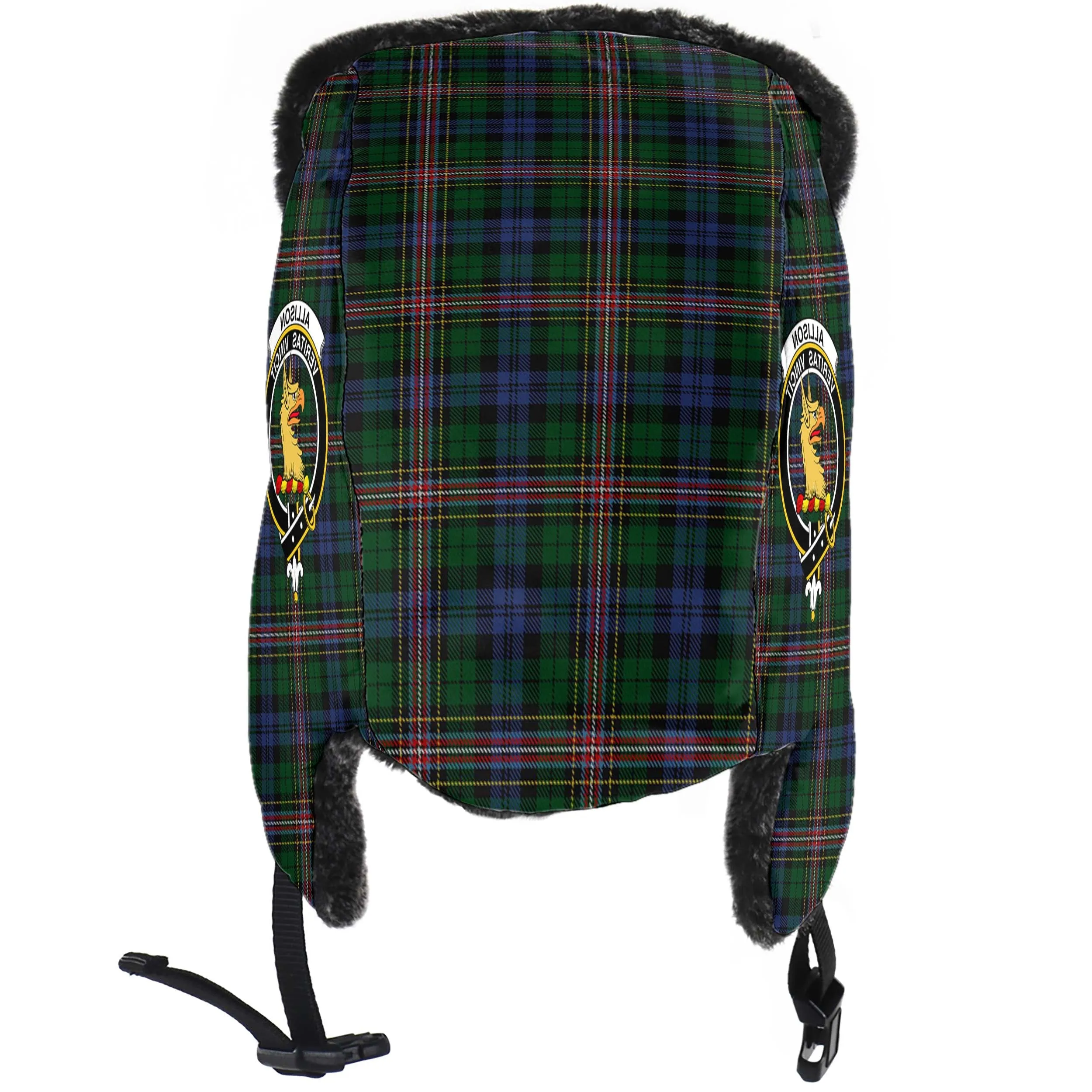 Allison Tartan Winter Trapper Hat with Family Crest