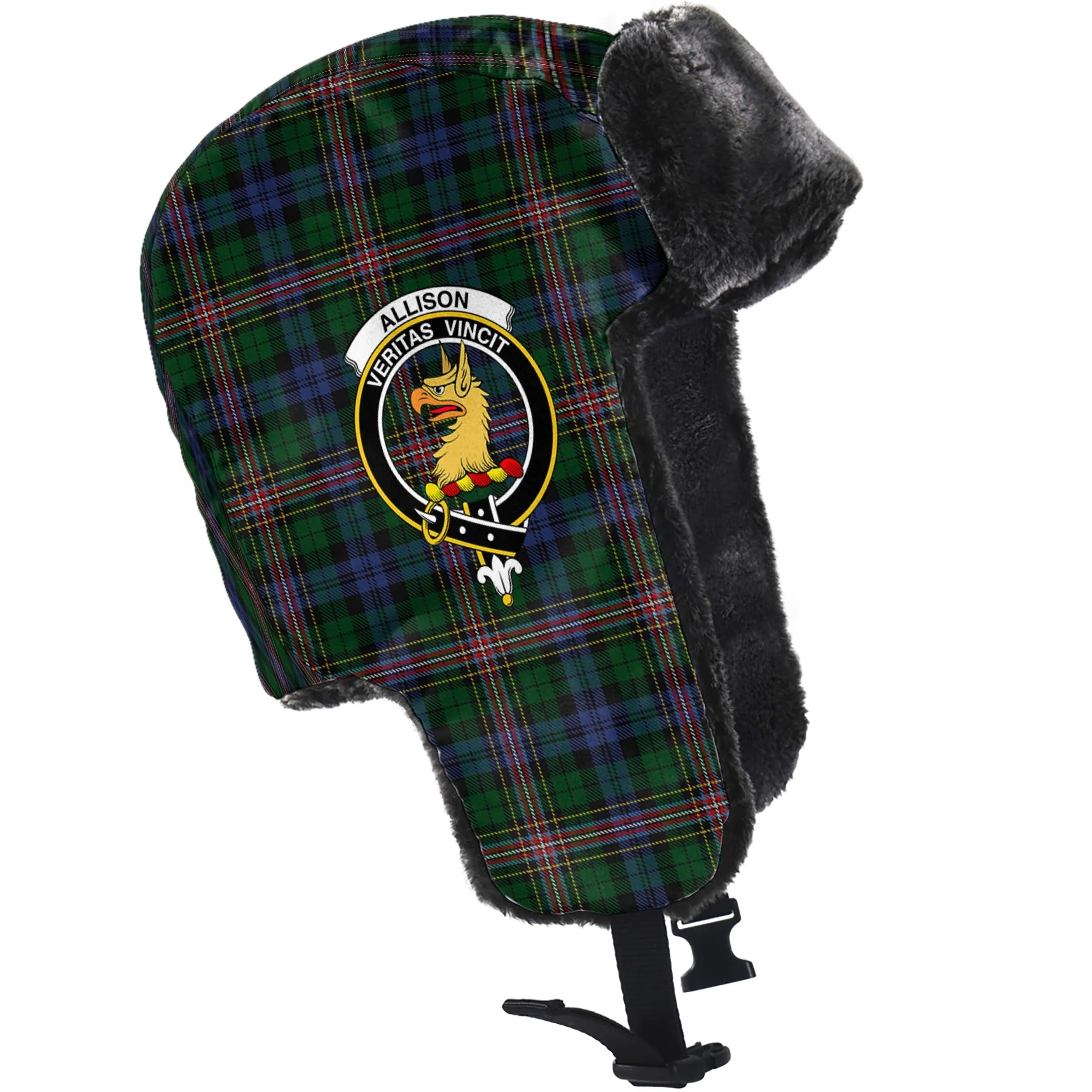 Allison Tartan Winter Trapper Hat with Family Crest