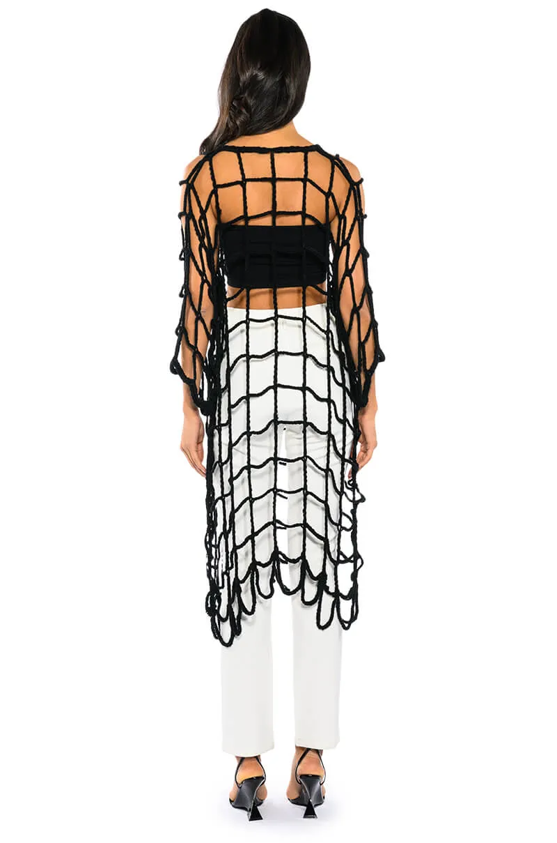 AMARA WIDE KNIT LONG SLEEVE MIDI DRESS