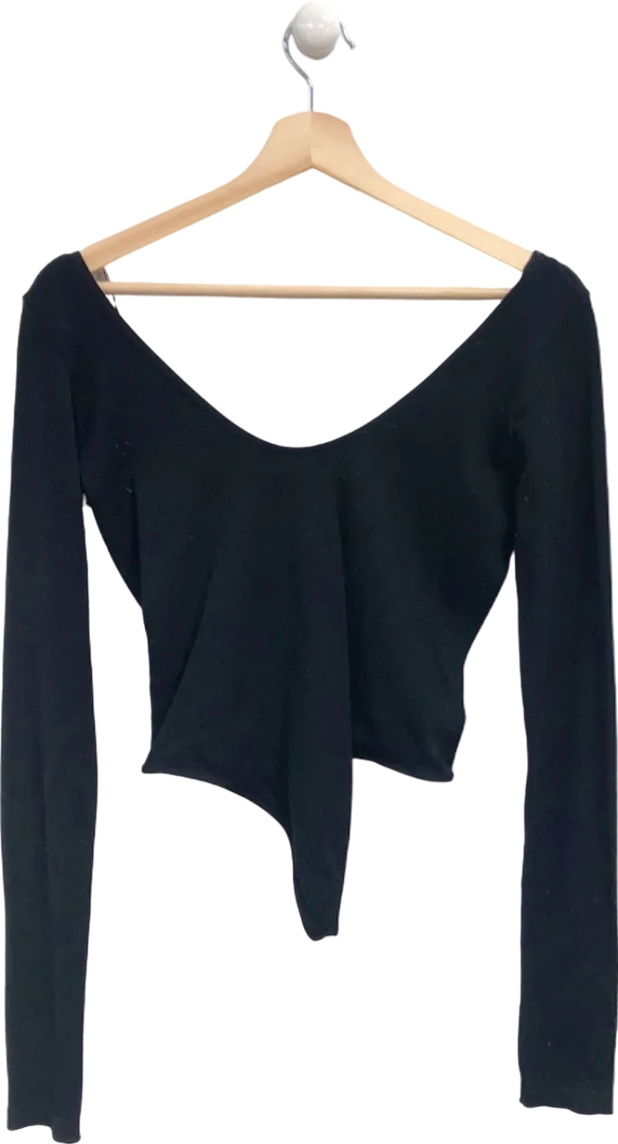 Anthropologie Out From Under Black Asymmetric Long Sleeve Top UK L