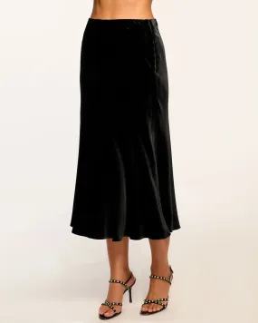 Arrius Velvet Slip Skirt | Black