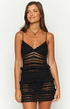 Ausha Black Knit Mini Dress