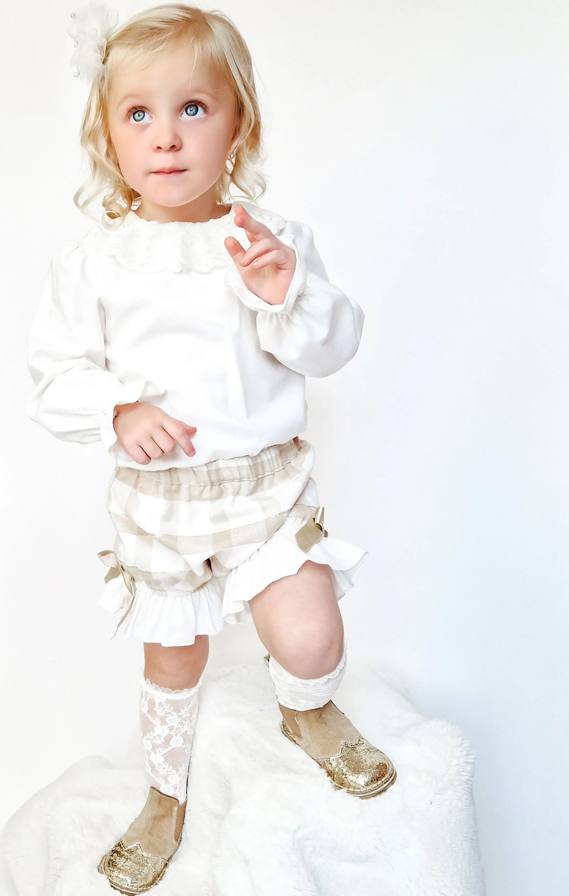 AW24 Rochy Girls Camel White Check Jampants Set