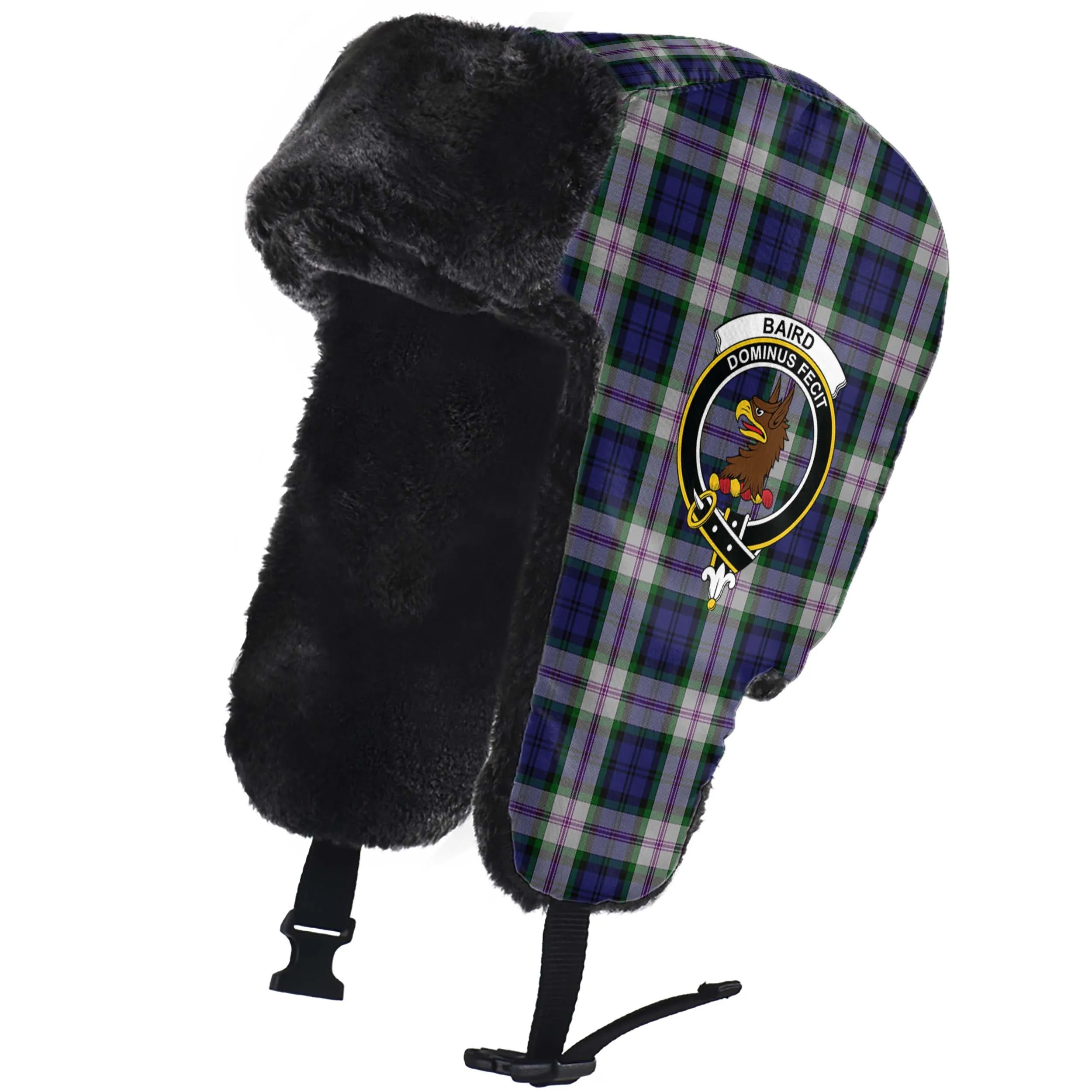 Baird Dress Tartan Winter Trapper Hat with Family Crest