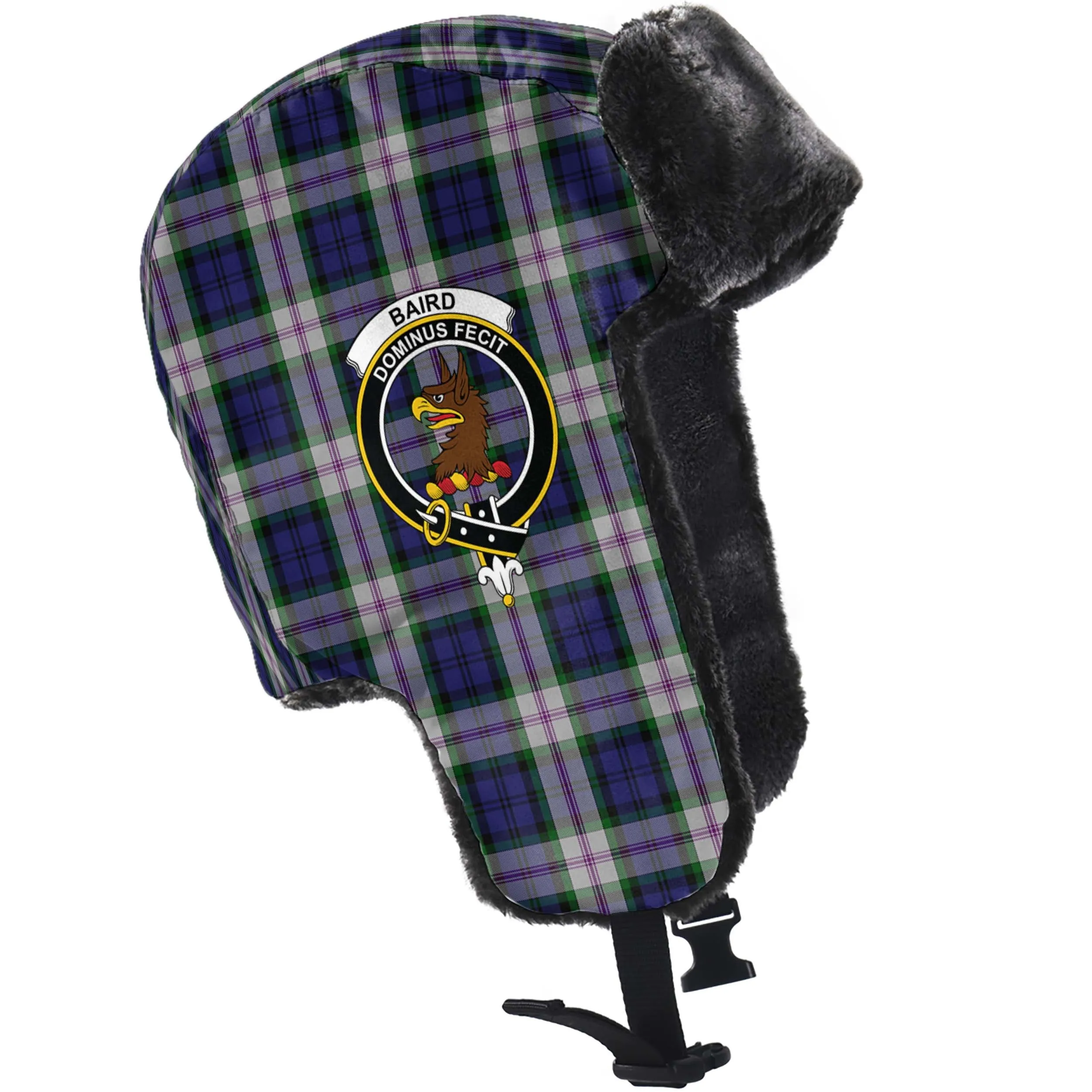 Baird Dress Tartan Winter Trapper Hat with Family Crest