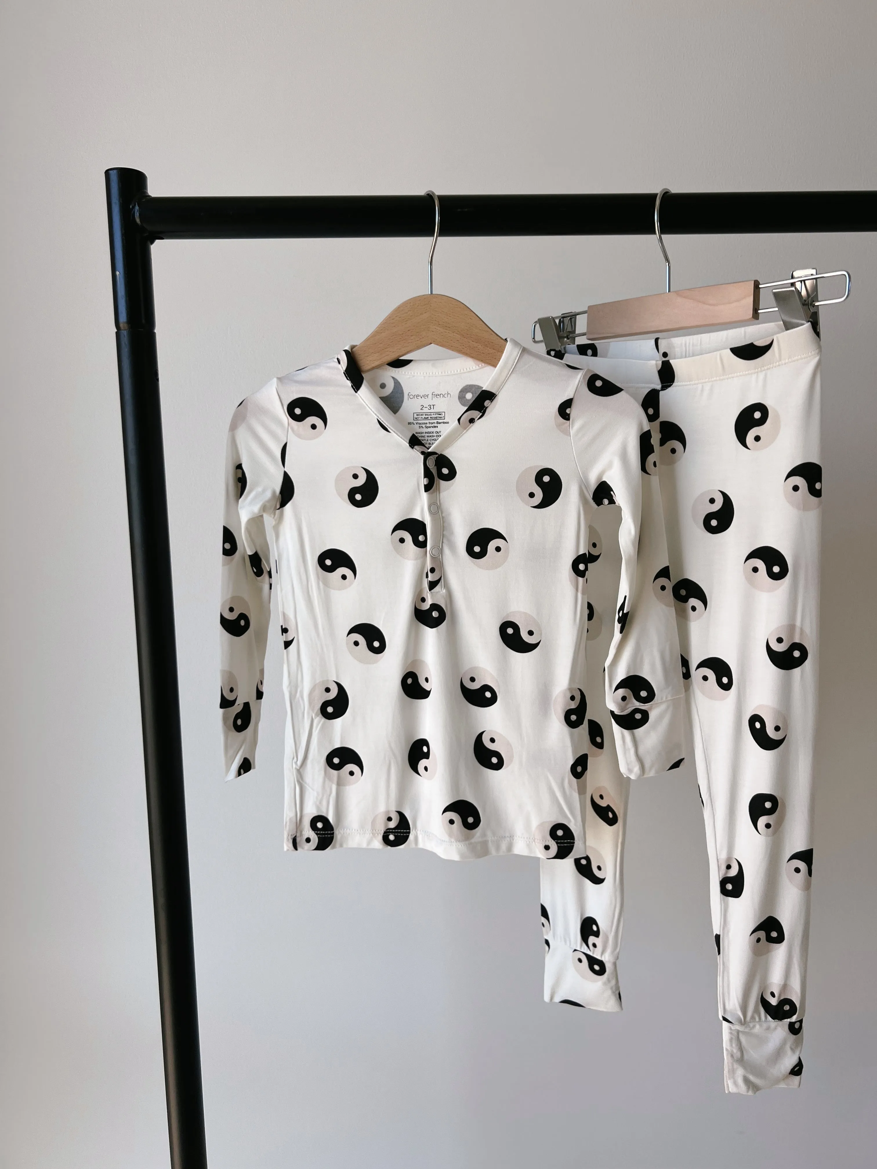 Bamboo Two Piece Pajamas | Black & White Yin Yang