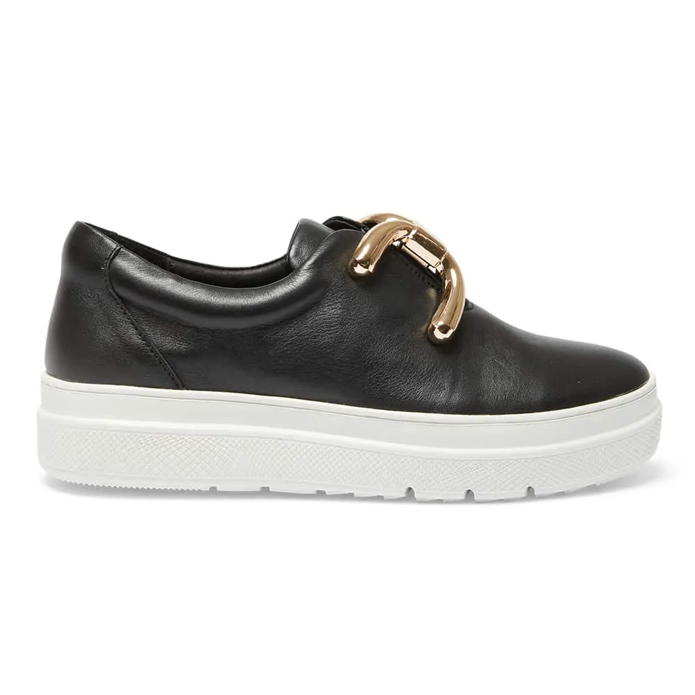 Banjo Sneaker in Black And Gold Leather