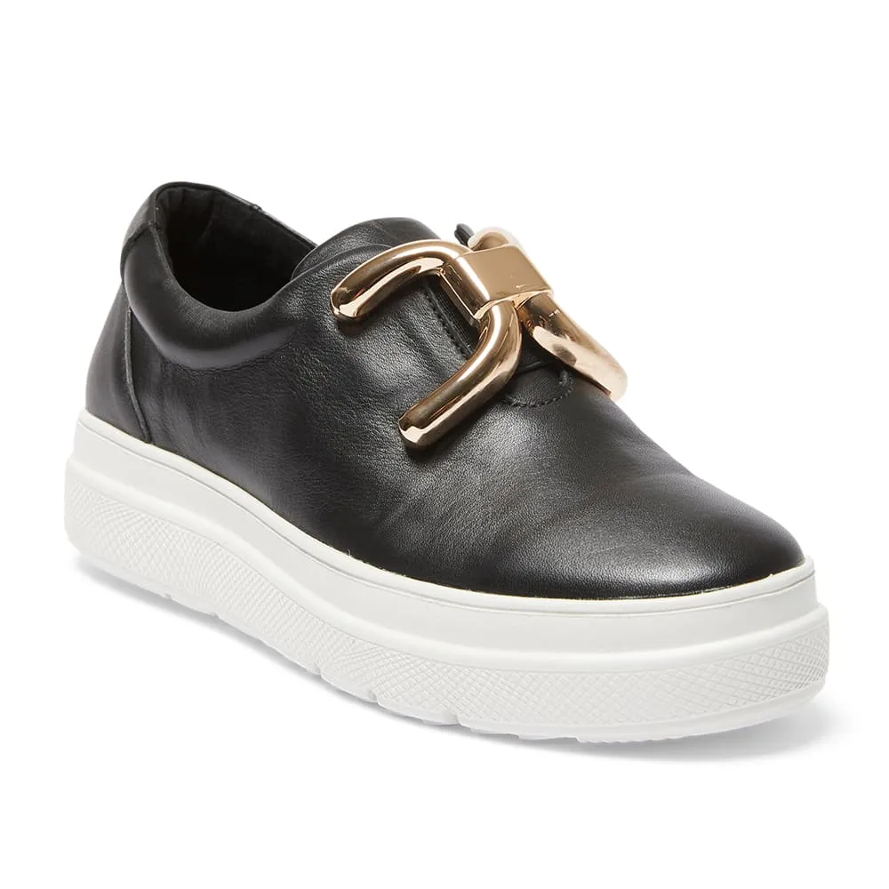 Banjo Sneaker in Black And Gold Leather