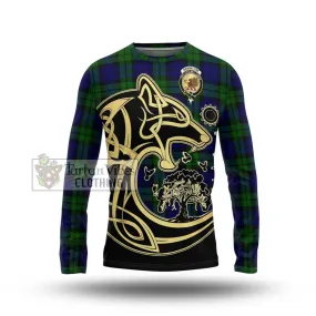 Bannatyne Tartan Long Sleeve T-Shirt with Family Crest Celtic Wolf Style