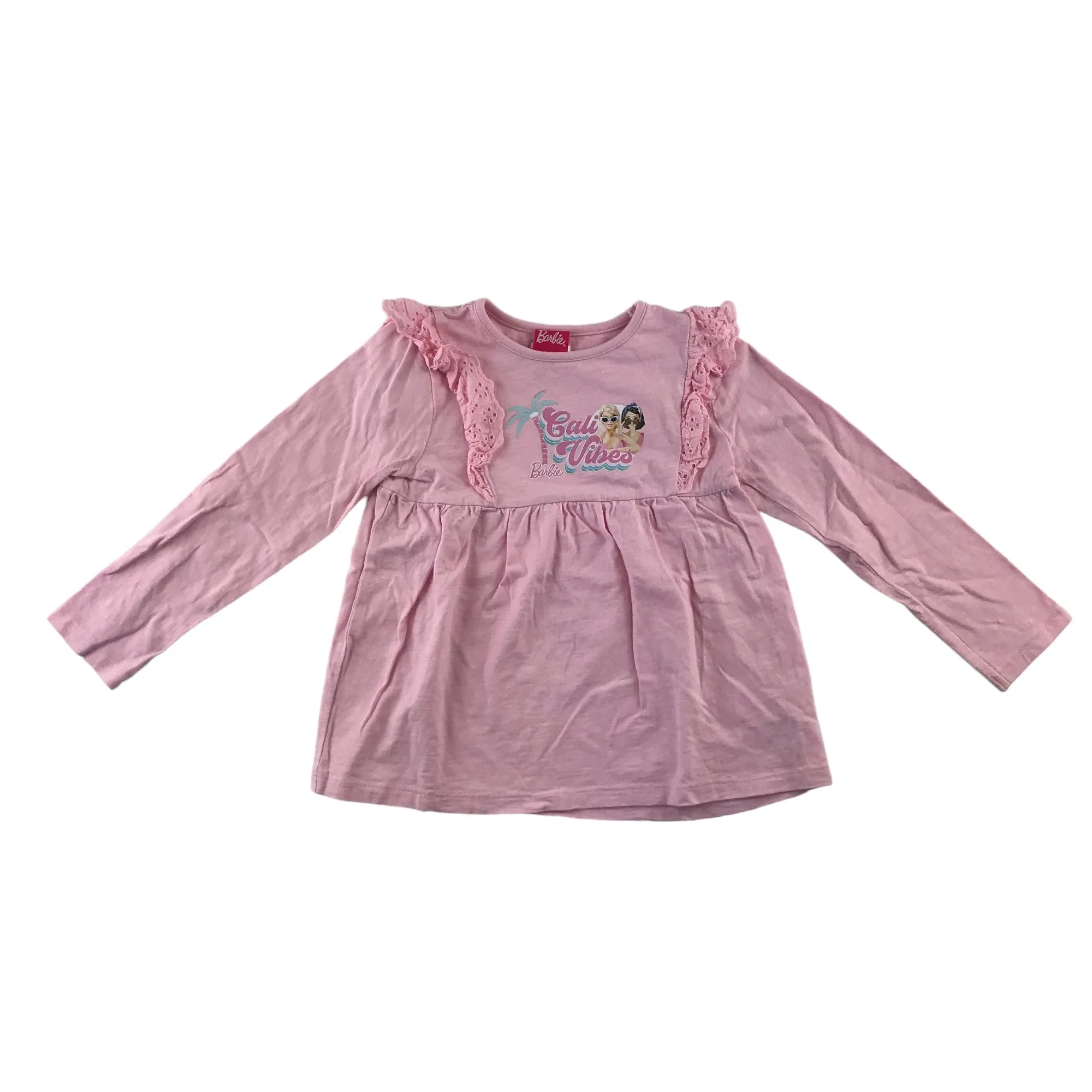 Barbie t-shirt age 5-6 pink long sleeve Cali Vibes cotton