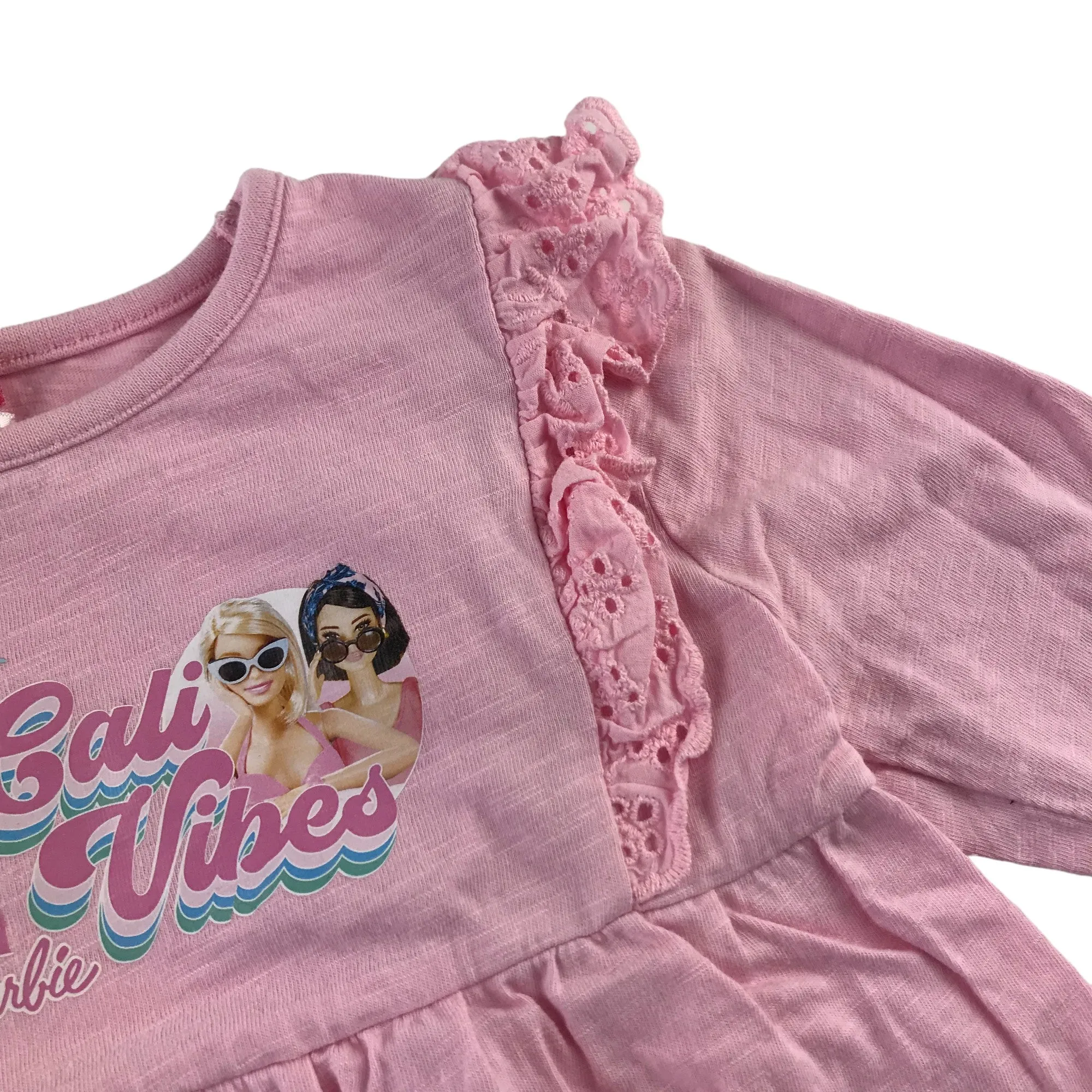 Barbie t-shirt age 5-6 pink long sleeve Cali Vibes cotton