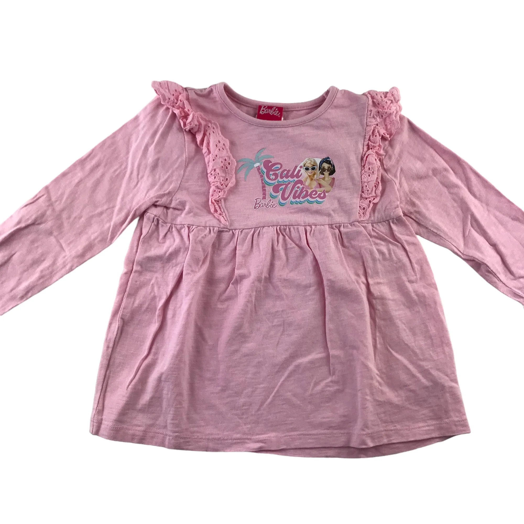 Barbie t-shirt age 5-6 pink long sleeve Cali Vibes cotton