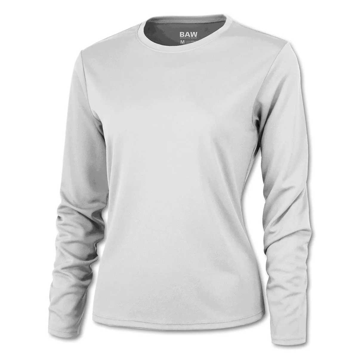 BAW Women's White Loose Fit Cool Tek Long Sleeve T-Shirt