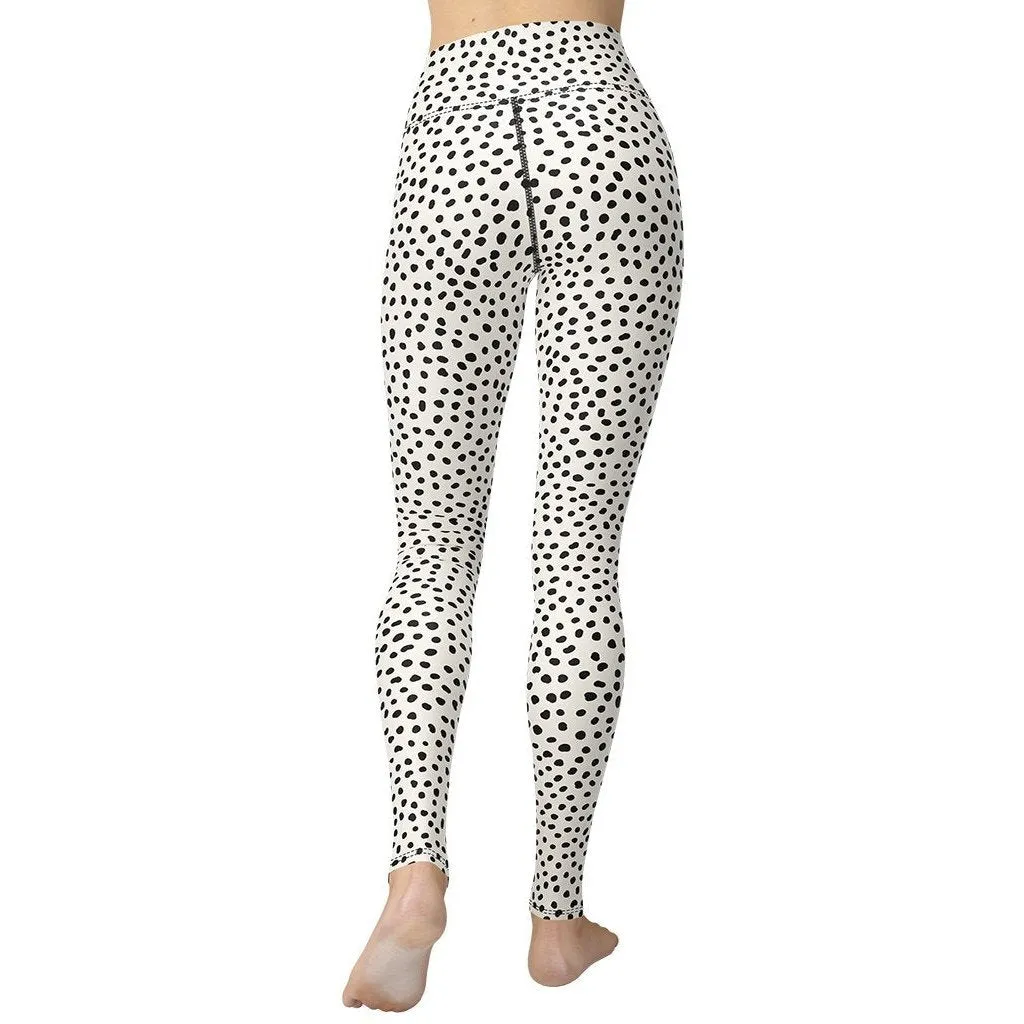 Beige Polka Dot Pattern Yoga Leggings