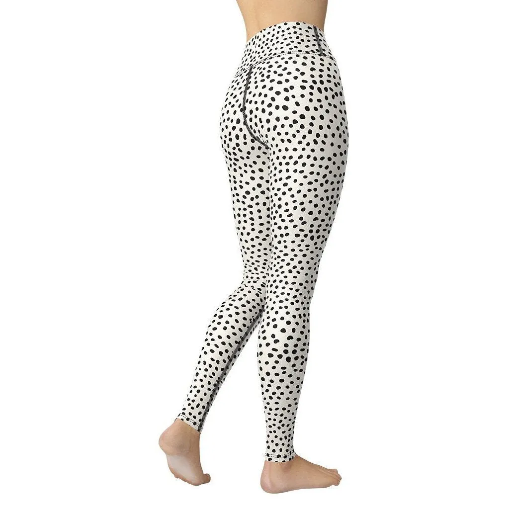 Beige Polka Dot Pattern Yoga Leggings