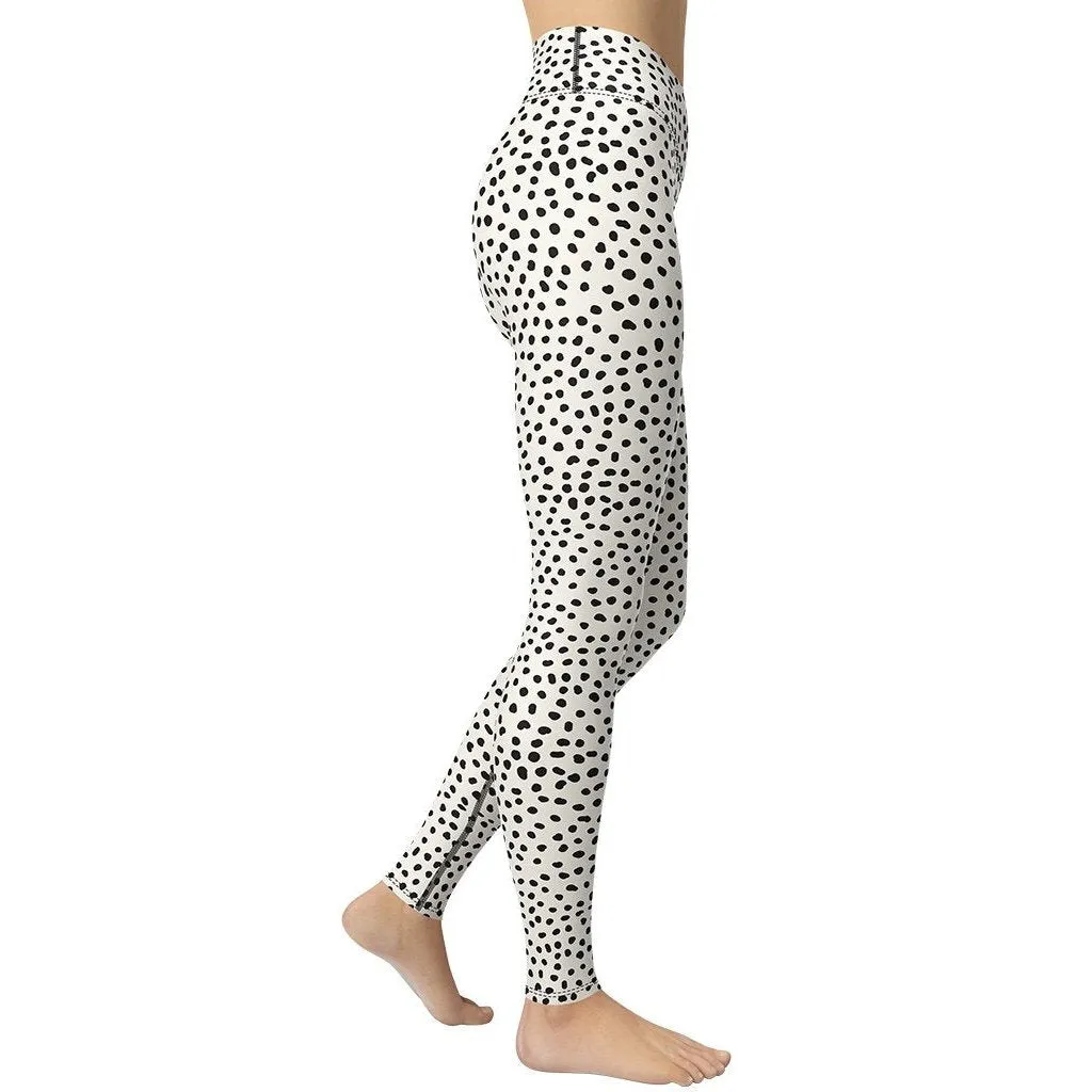 Beige Polka Dot Pattern Yoga Leggings