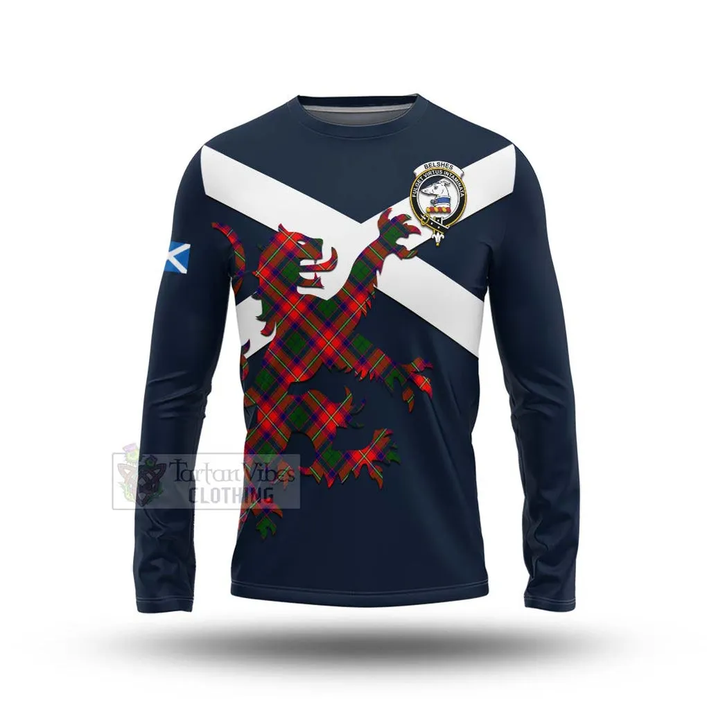 Belshes (Belsches) Tartan Lion Rampant Long Sleeve T-Shirt  Proudly Display Your Heritage with Alba Gu Brath and Clan Name