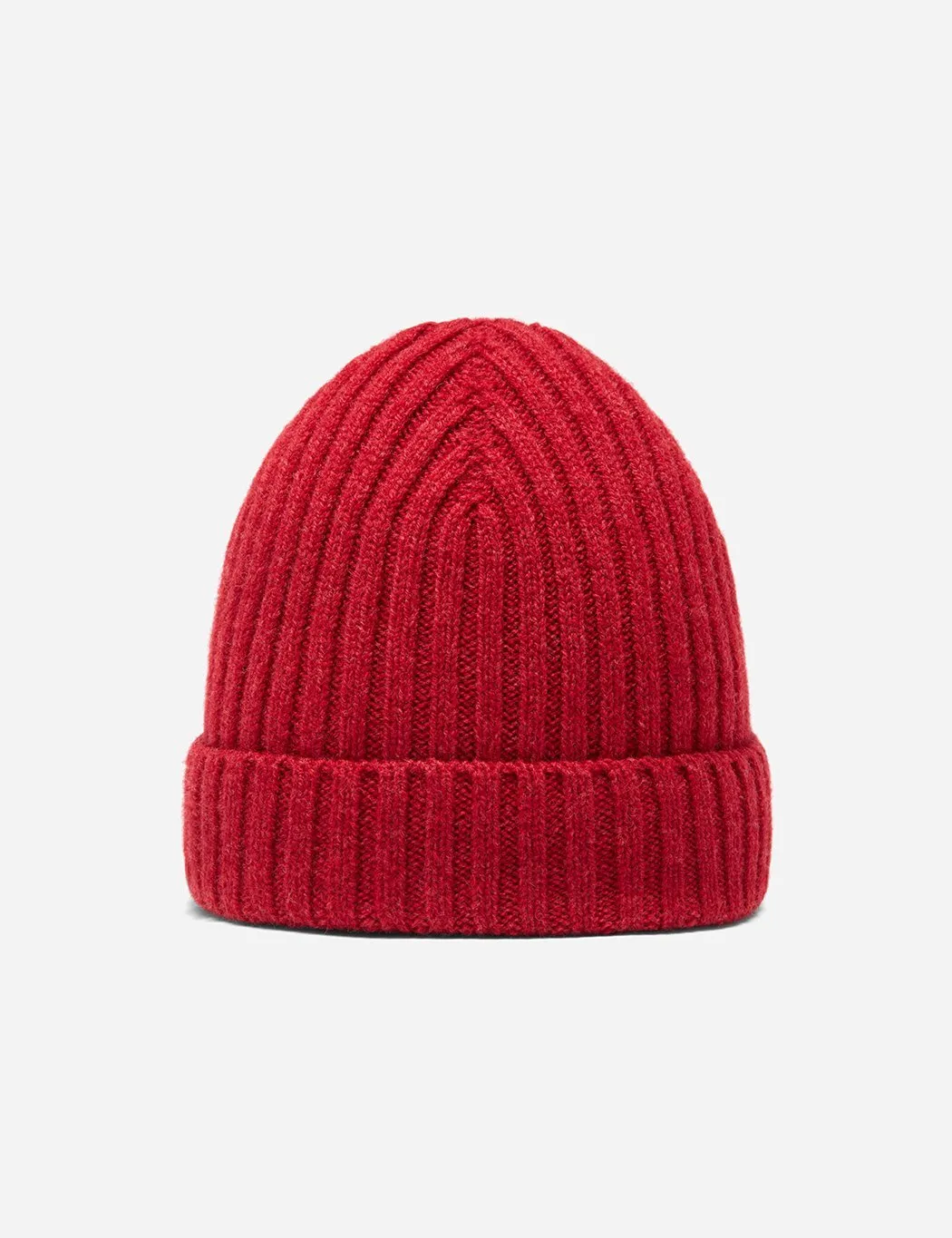 Bhode Rib Beanie Hat (Lambswool) - Poppy Red Melange