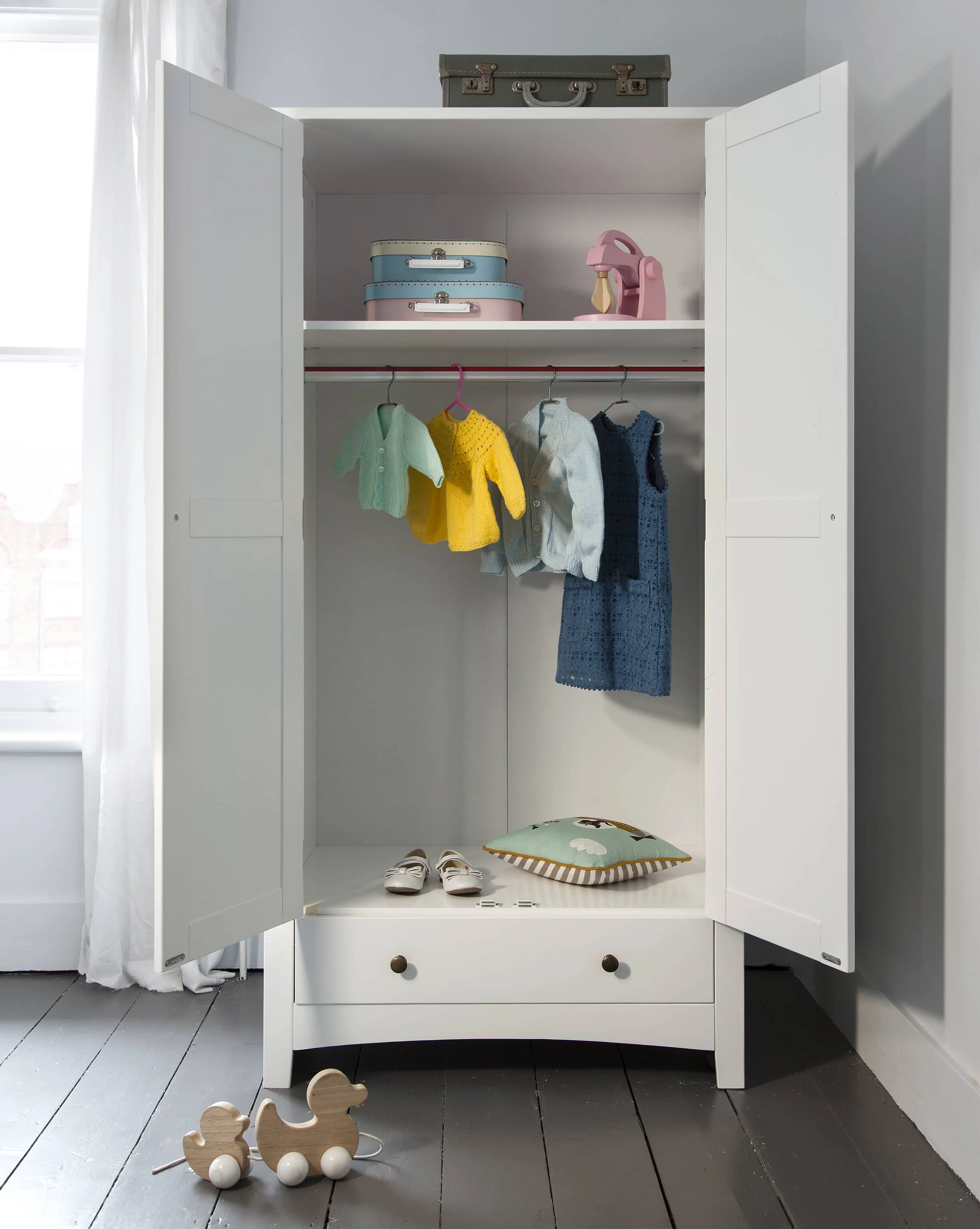 Birte Wardrobe with Storage in Classic White