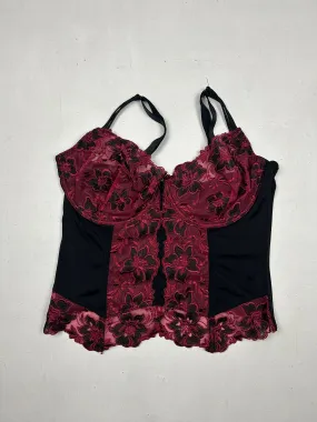 Black corset lace detail cami top (100D)