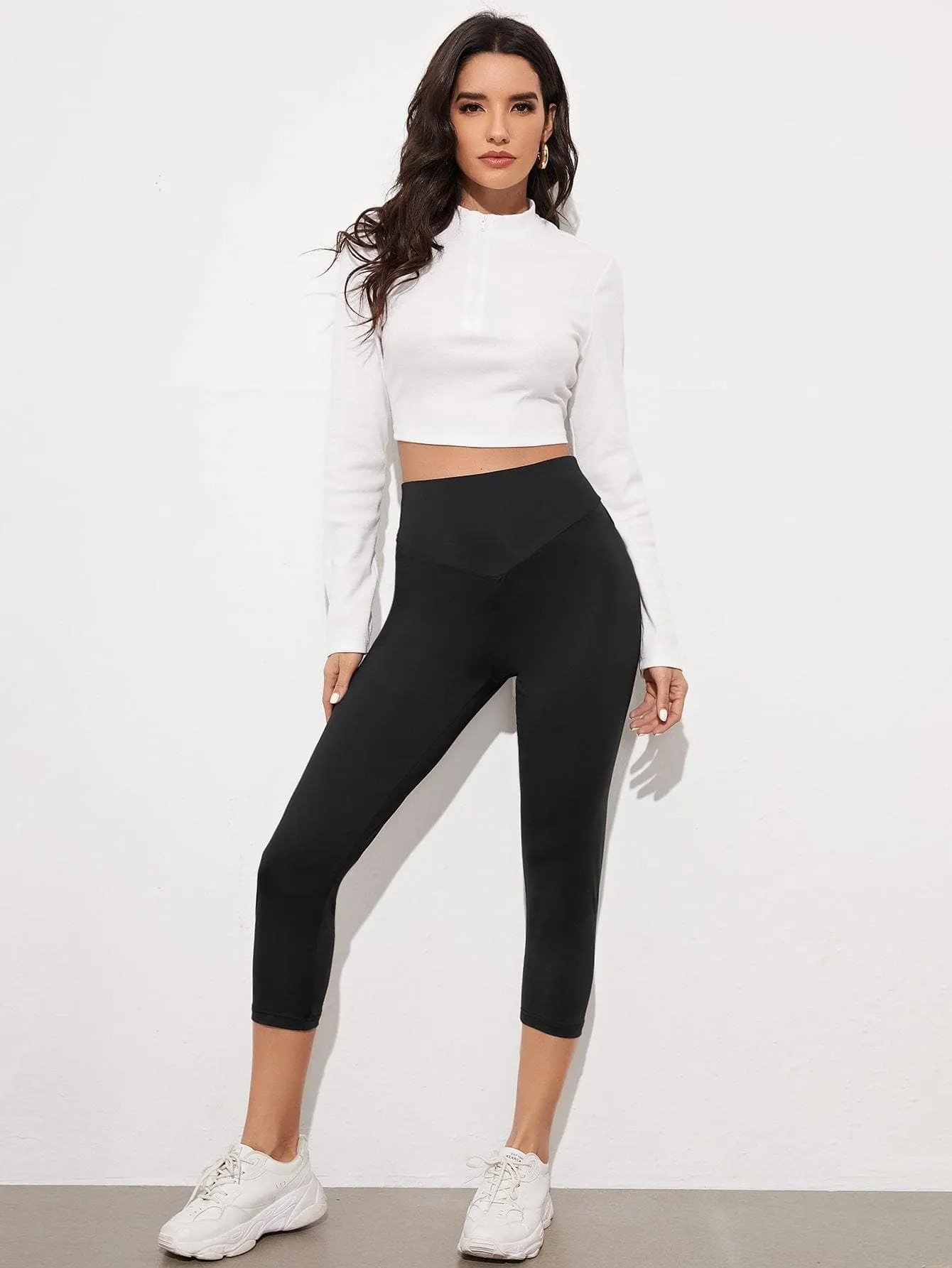 Black High Waist Capris Leggings