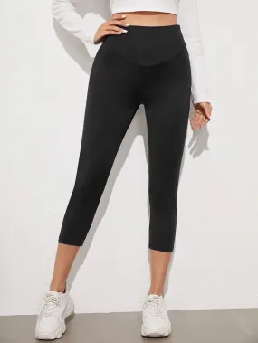 Black High Waist Capris Leggings