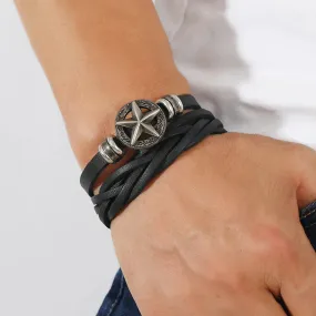 Black Punk Rock PU Leather Bracelet