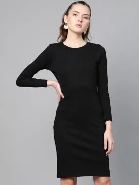 Black Rib Bodycon Dress