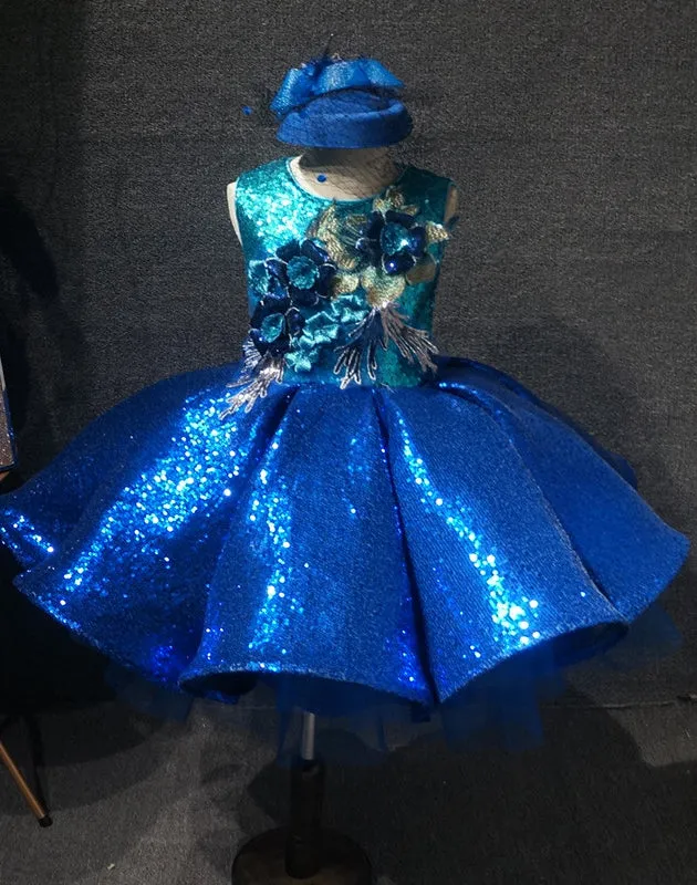 Bling Bling Children Royal Pageant Dress With Hair bow