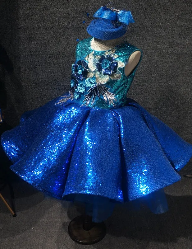 Bling Bling Children Royal Pageant Dress With Hair bow