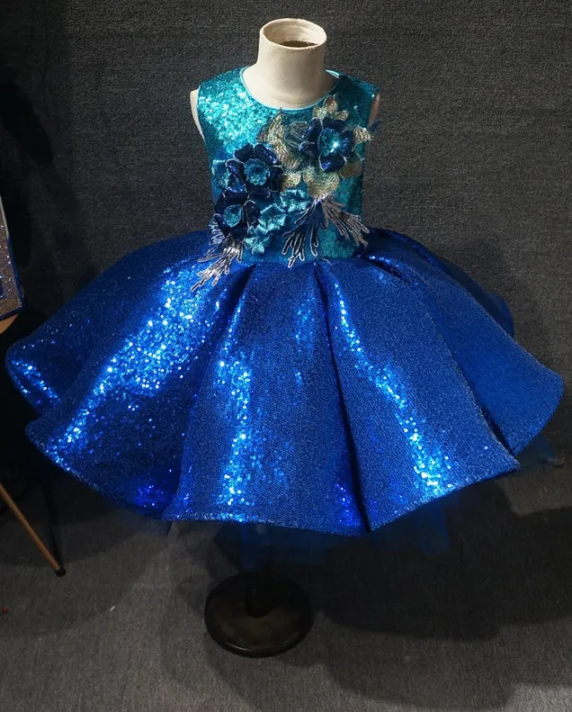 Bling Bling Children Royal Pageant Dress With Hair bow