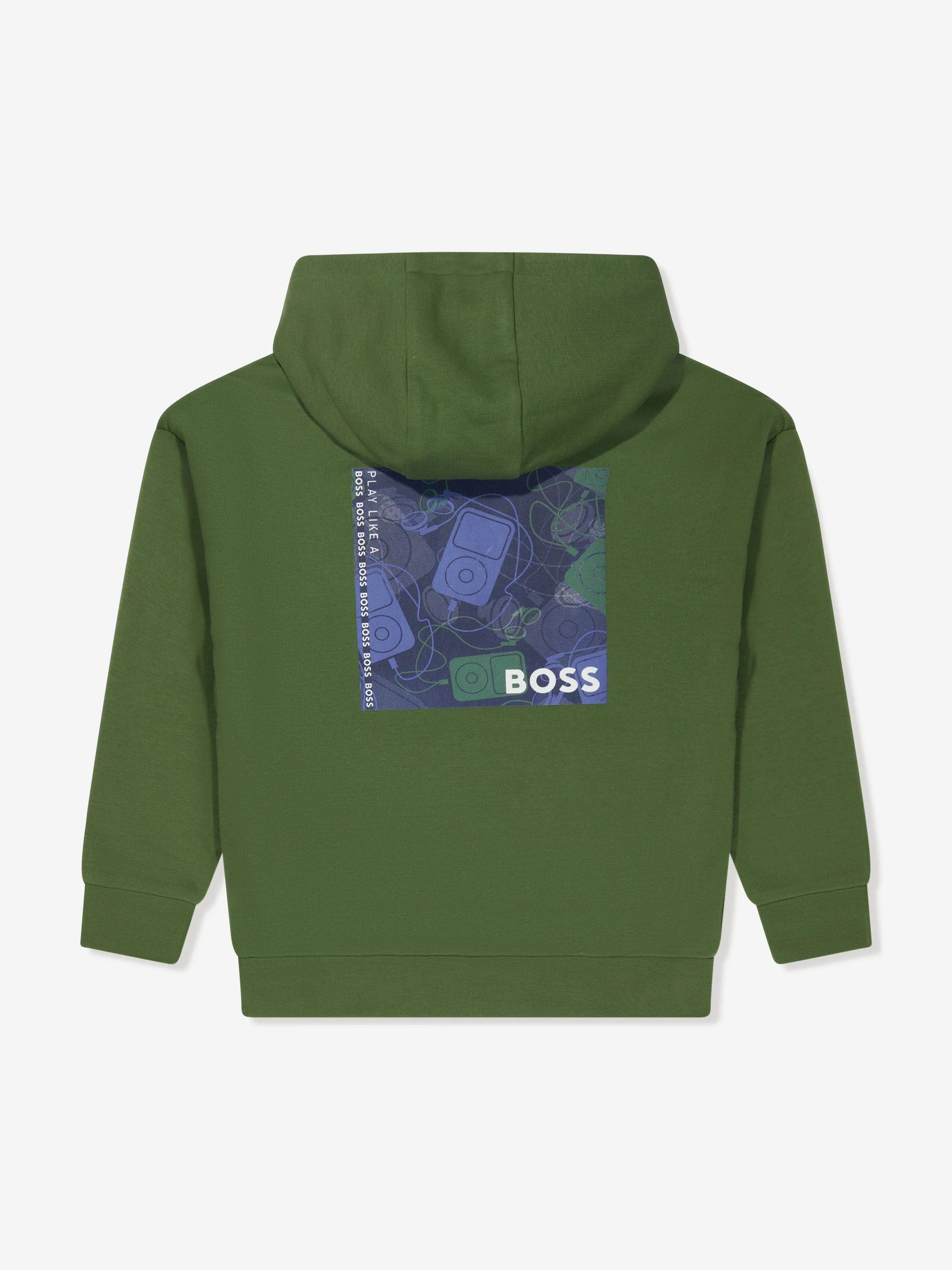 BOSS Boys Logo Print Hoodie in Green