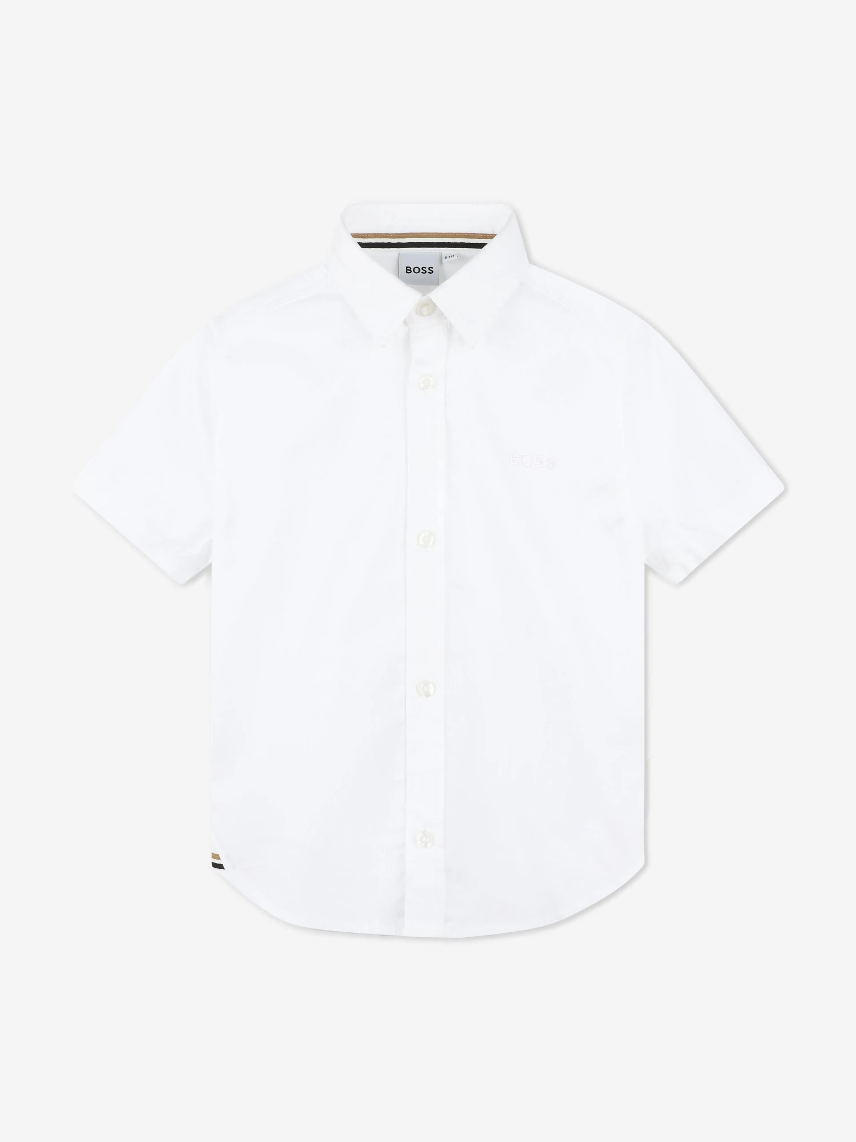 BOSS Boys Short Sleeve Logo Shirt in White